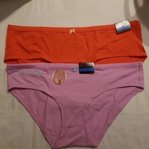 No Boundaries women's size 3XL panties, 95% cotton, 2 pairs, orange, pink